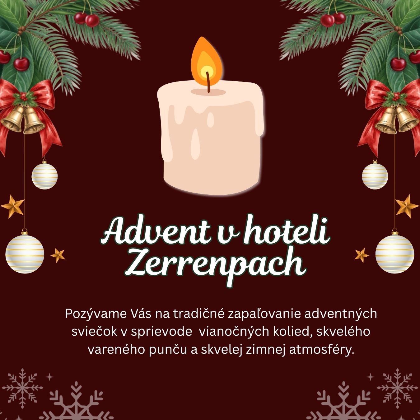 Čarovné adventné nedele: Zapaľovanie sviečok pri koledách a punči